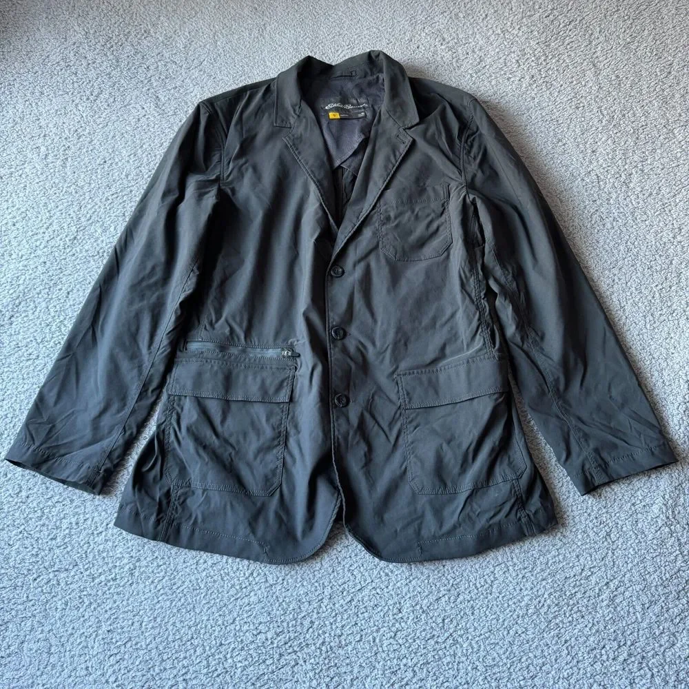 NEW Eddie Bauer Blazer Mens 46 Gray Travex Voyager Jacket Sport Coat Performance